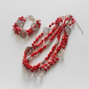 Firecracker Red Necklace and Bracelet Set